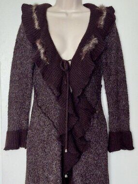 Hendi Beautiful Lagenlook Fitted Knitted Ruffle Duster Size S/M